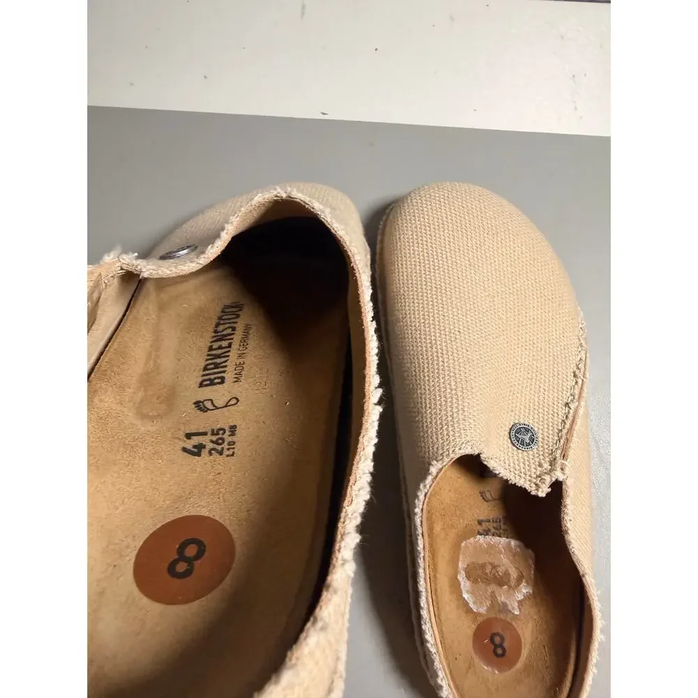 BIRKENSTOCK Zermatt Canvas Clogs men’s size 8 Eggshell